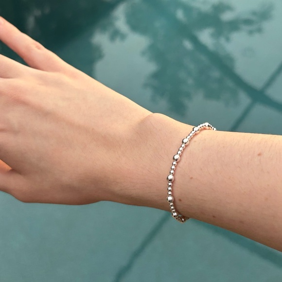 Bracelet Sterling silver beads stretch, small wrist stretchy waterproof bead - Picture 4 of 5